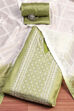 Grey Silk Blend Machine Embroidered Unstitched Suit Set image number 0