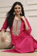 Fuchsia Cotton Solid Straight Kurta