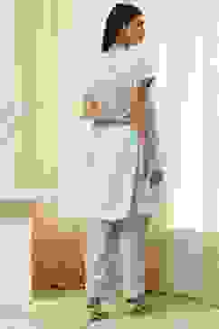 Light Blue Cotton Gathered Suit Set image number 4