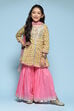 Lime Green Cotton Printed Kurta Garara Suit Set image number 7