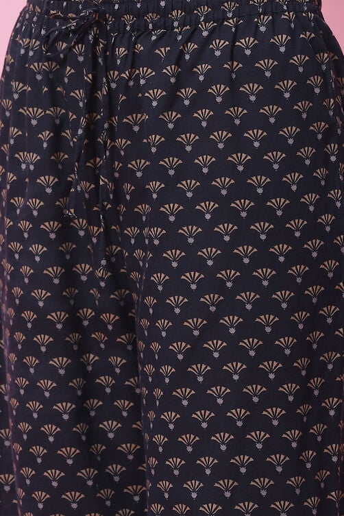 Black Cotton Flared Kurta Set image number 2