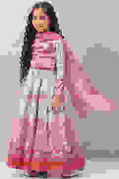 Ecru Art Silk Lehenga Set image number 5