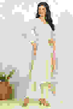 Beige Chanderi Unstitched Suit Set image number 6