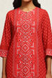 Red Crepe Printed Straight Kurta Set image number 1