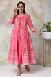 Yellow Cotton Double Layered Printed Kurta Dress image number 5