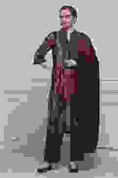 Rust Polyester Straight Printed Suit Set image number 6