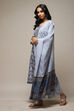 Indigo Cotton Hand Block Print Unstitched Suit Set image number 6