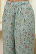 Turquoise Cotton Floral Printed Straight Suit Set image number 2