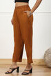 Tan Brown Mid-Rise Straight Palazzo image number 2