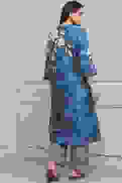 Blue Cotton Straight Suit Set image number 4