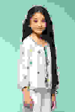 Off White Viscose Straight Solid Top image number 3