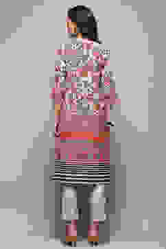 Beige Crepe Floral Printed Straight Suit Set image number 6