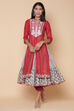 Terracotta Cotton Silk Double Layered Embroidered Kurta image number 4