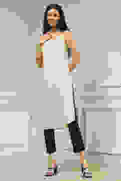 Ivory Printed A-Line Kurta image number 6