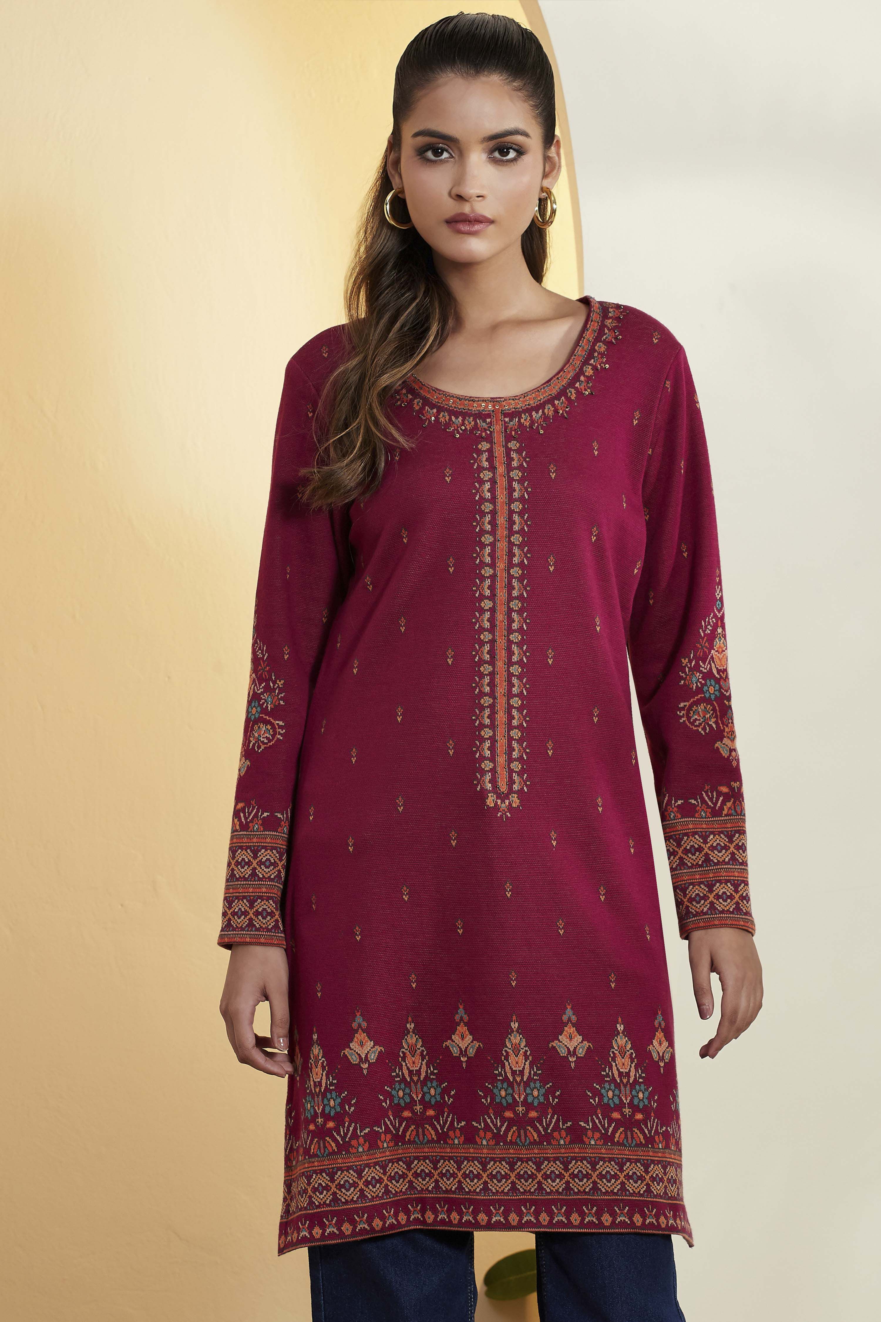 Black Multi-Motif Printed Straight Kurta image number 6