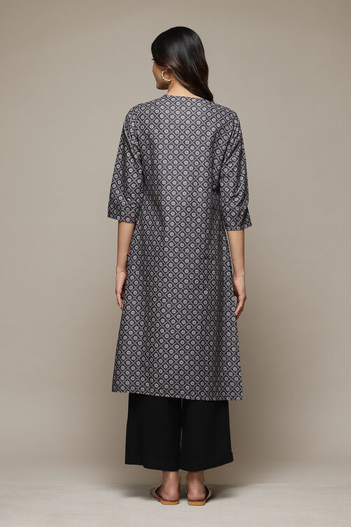 Cream Cotton Straight Printed Kurta image number 3