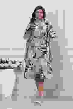 Black Cotton Poplin Floral Printed Flared Dress image number 5