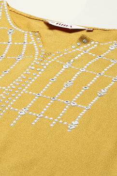 Yellow Straight Yarndyed Kurta image number 1