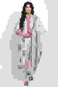 Light Grey Straight Kurta Churidar Suit Set image number 0