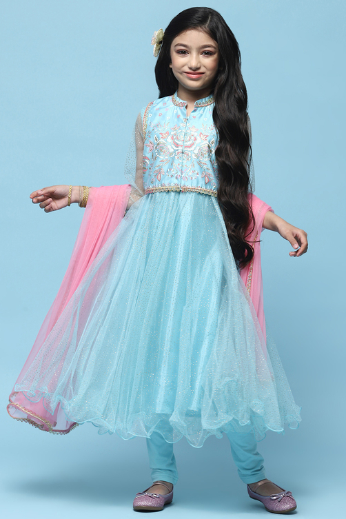 anarkali dress sky blue Elegant Sky Blue Anarkali Suit with Exquisite Embroidery Rudraa Creatives