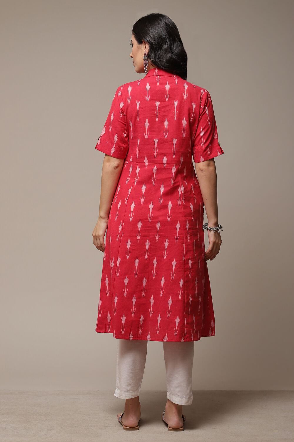 Pink Cotton Straight Yarndyed Kurta image number 2