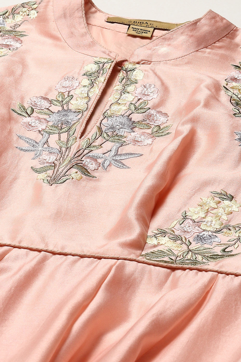Peach Cotton Blend Anarkali Kurta Suit Set image number 1