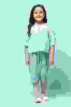 Turquoise Cotton Straight Printed Kurta Set image number 6