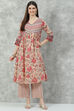 Beige Cotton A-Line Kurta Palazzo Suit Set image number 0