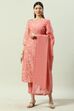 Sage Green Cotton Blend Straight Kurta Pants Suit Set image number 0