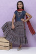 Teal Poly Cotton Girls Lehenga Set image number 7
