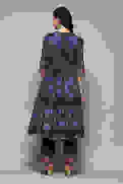 Indigo Cotton Anarkali Kurta Palazzo Suit Set image number 4