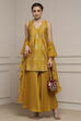 Yellow Viscose Blend A-Line Printed Garara Suit Set