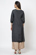 Black Viscose Straight Printed Kurta image number 4