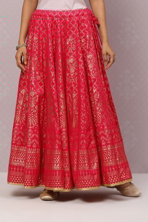 Fuchsia Flared Art Silk Skirts image number 2