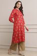 Red Rayon A-Line Printed Kurta image number 4