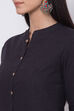 Black Cotton Flared Fusion Wear Dress image number 1