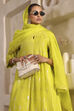 Lime Green Silk Gathered Yarndyed Suit Set image number 0