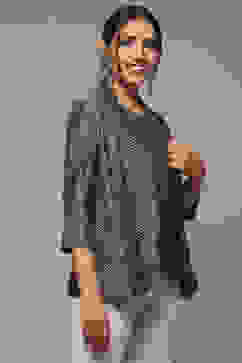 Marble Carbon Viscose Printed Jacket image number 5