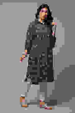 Indigo Rayon Straight Printed Kurta image number 4