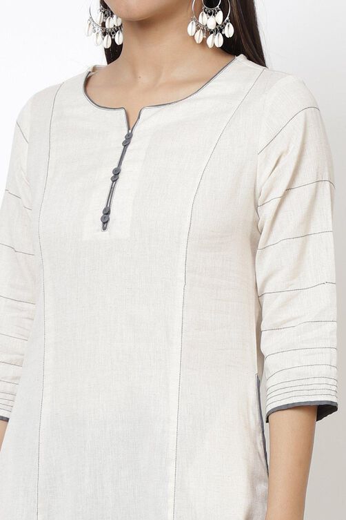 Off White Relaxed Kurta Palazzo Suit Set image number 1