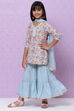 Powder Blue Cotton Girls Sharara Kurta Sharara Suit Set image number 5