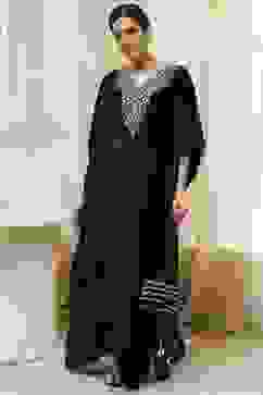 Black Viscose A-Line Suit Set image number 0