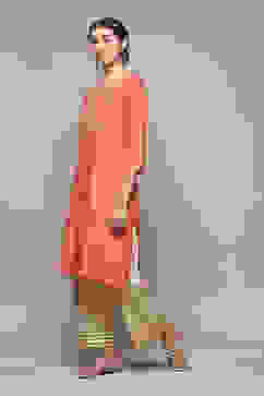 Coral Rayon Straight Kurta Palazzo Suit Set image number 3