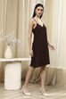 Brown Printed Gathered Tulip Dress image number 6