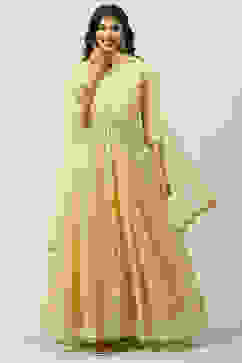 Yellow Flared Kurta Lehenga Suit Set image number 0