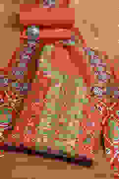 Red Chanderi Machine Embroidered Unstitched Suit Set image number 0