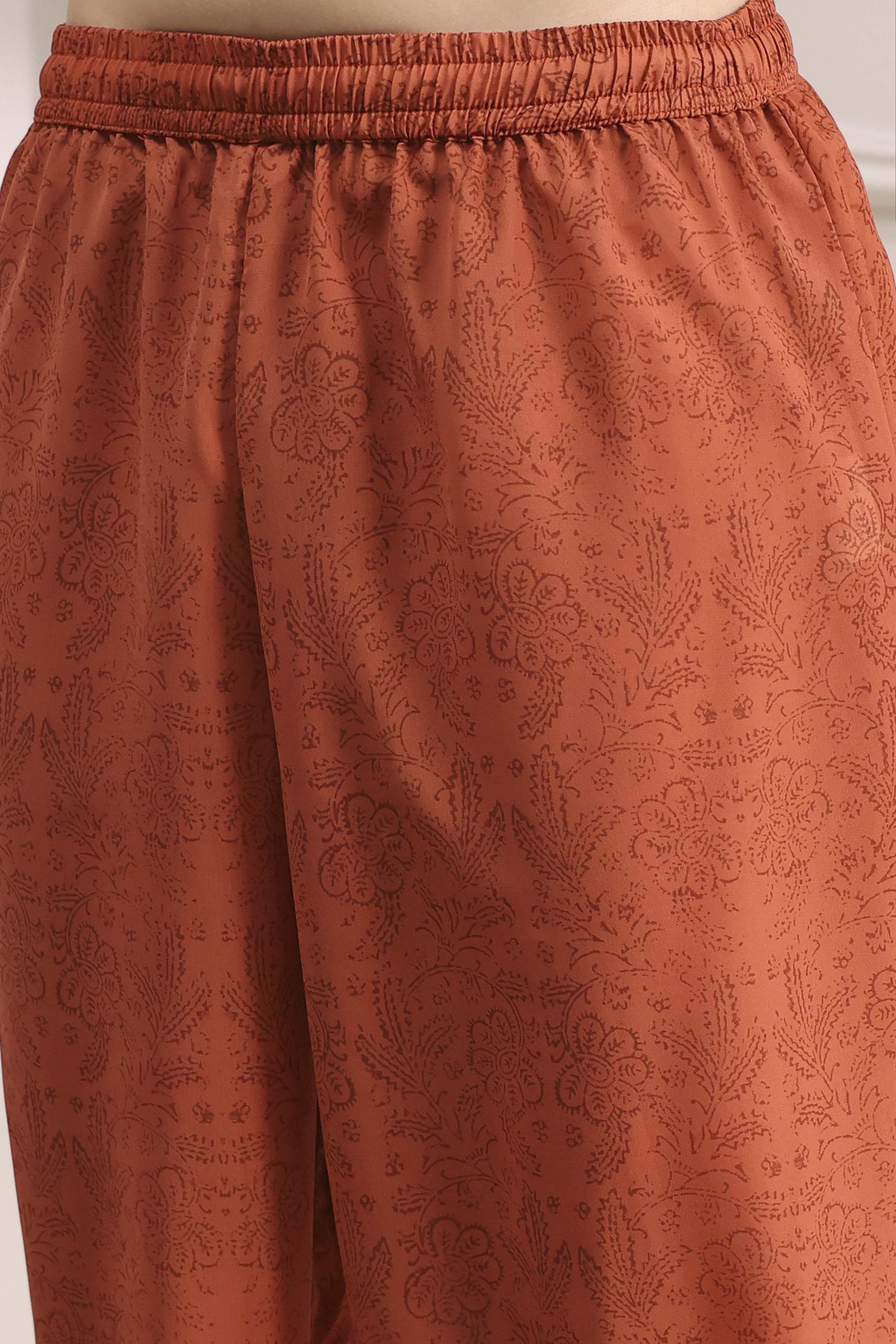 Rust Printed Straight Suit Set image number 2