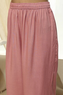 Dull Pink Solid Straight Palazzo image number 1