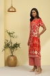 Blue Printed Straight Kurta Set image number 3