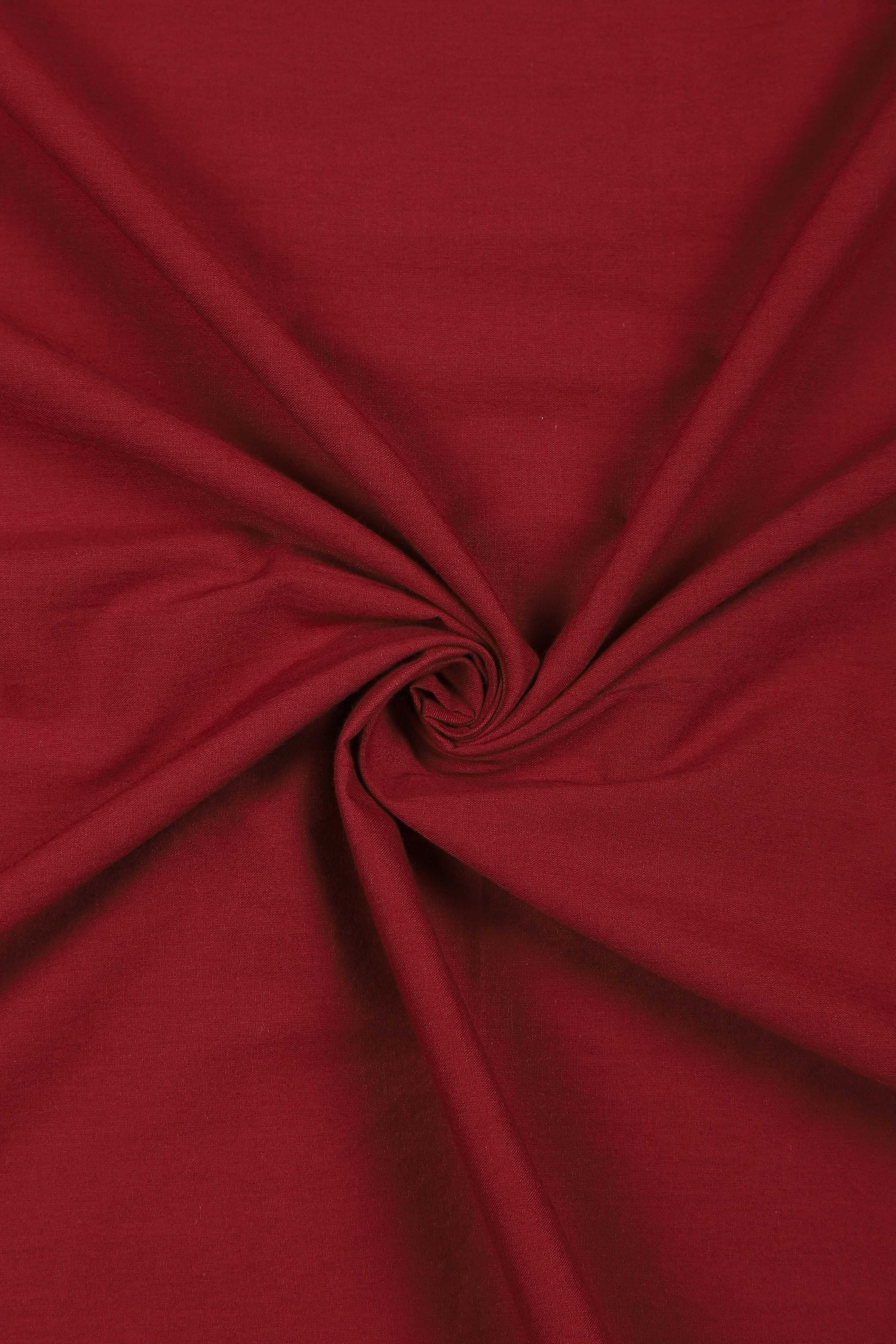 Red Cotton Printed Embroidered Unstitched Suit Set image number 2